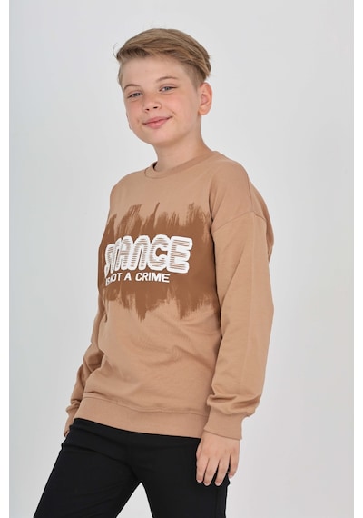 Toontoy Kids Toontoy Erkek Çocuk Stance Baskılı Sweatshirt Kahve