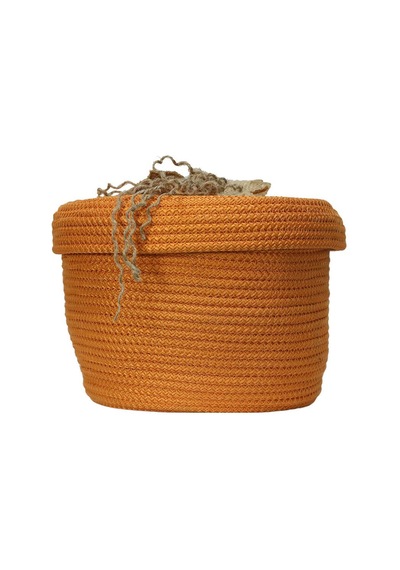 E38 El İşçiliği Jüt İp Hasır Sepet 25 X 16 Cm - 6019 Çok Renkli