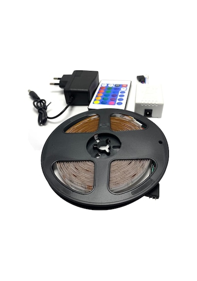 Electroon Silikonlu Kumandalı Adaptörlü Tek Çip Rgb Şerit Led 5mt 5 METRE