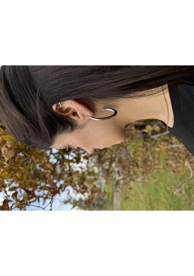Altın Kaplama Minimalist Y Model Halka Küpe Gümüş