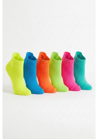 Socketta Kadın Mikrofiber Dikişsiz 6'lı Karışık Renk Patik Çorap Premium Çok Renkli