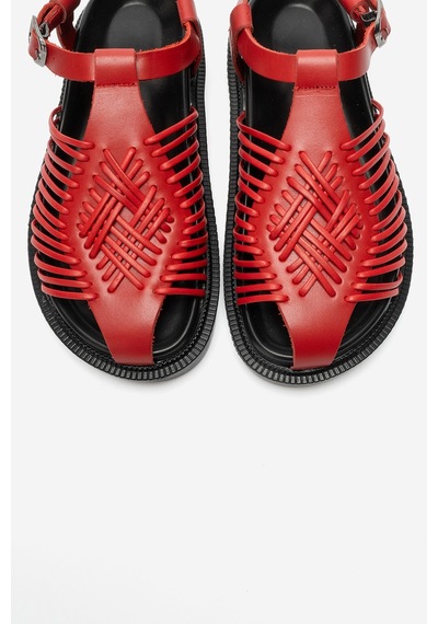 Luvi Shoes Thames Kırmızı Hakiki Deri Kadın Sandalet
