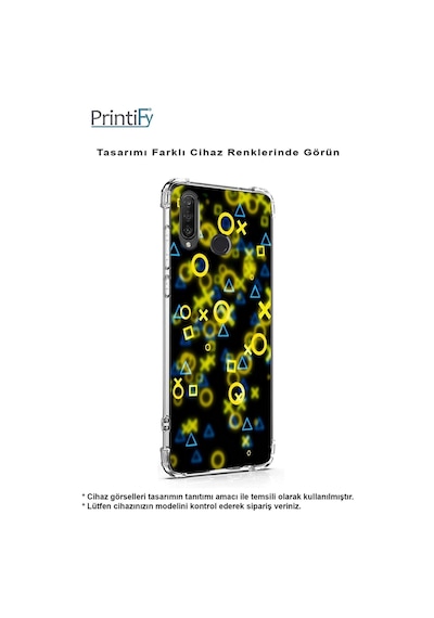 Samsung Galaxy Uyumlu M33 Köşe Korumalı Antişok Kapak Semboller Tasarımlı Şeffaf Kılıf