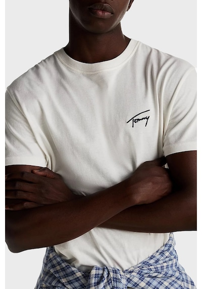 Tommy Jeans Erkek T Shirt Dm0dm21140 Ybl Beyaz Beyaz