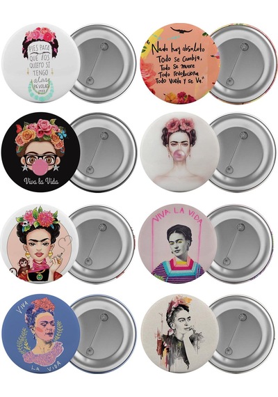Frida Kahlo Çanta Rozeti Seti 8 Adet En Büyük Boy 5.8cm İğneli Br