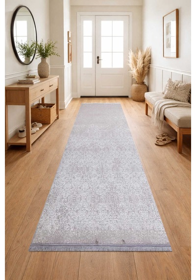 Parlak Saten Dokulu Poem Bambu Tuşe Modern Trend Halı Pm02 Beyaz