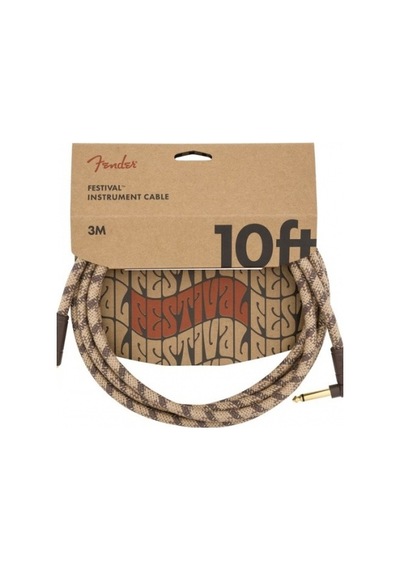 Fender 10' Angled Festival Pure Hemp Brown Stripe Enstrüman Kablosu