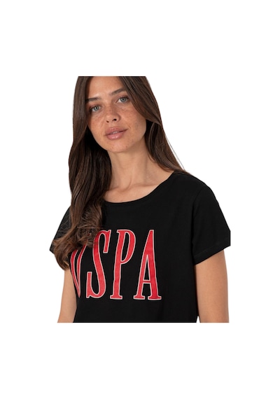 U.S. Polo Assn. Kadın Marka Yazılı T-shirt SIYAH