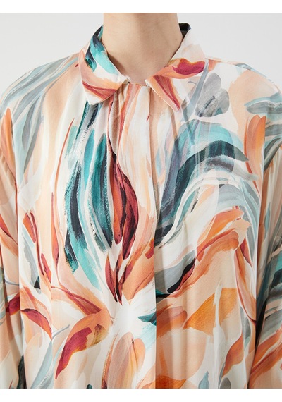 Lcw Modest Karışık Desenli Oversize Kadın Gömlek Tunik