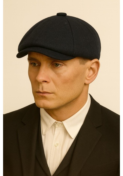 Hamze Peaky Blinders Tarz İngiliz Model Kaşe Kumaş Kasket Şapka Lacivert