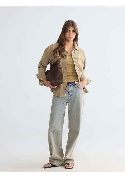 Lcwaıkıkı Classic Mavi Oversize Kadın Jean Ceket