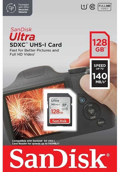 SanDisk Ultra SDSDUNB-128G-GN6IN 128 GB SDHC/SDXC Class 10 UHS-I Hafıza Kartı