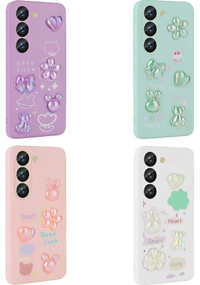 Galaxy Uyumlu A54 Kılıf Kabartma Figürlü Parlak Hptk Toys Silikon Kapak - Beyaz Beyaz