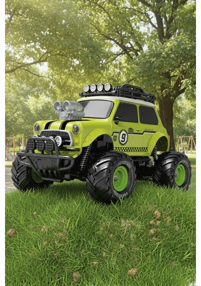 Koyu Pembe Uzaktan Kumandalı Full Fonksiyon Şarjlı Işıklı Off-road Oyuncak Araba 27.5 Cm Yeşil