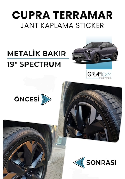 Cupra Terramar Jant Kaplama Sticker Set - Metalik Mat Bakır