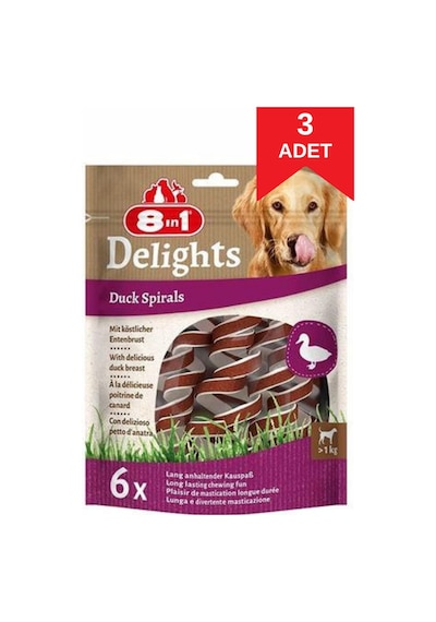 8in1 Delights Duck Spirals Ördekli Burgu Köpek Ödülü 6 Lı X 3 Adet