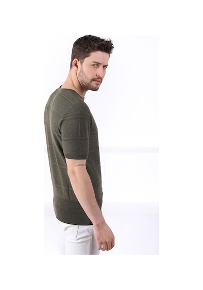 Ferraro Haki Bisiklet Yaka Erkek Pamuk Triko T-Shirt-Haki