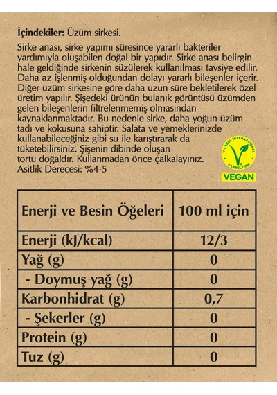 Fersan  Sirke Analı Üzüm Sirkesi 500 Cc Cam