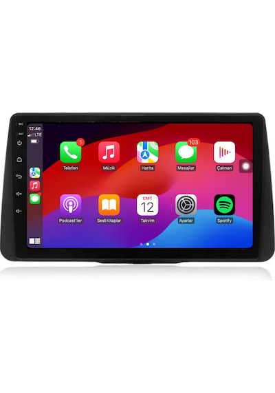 Fiat Egea Araç Multimedya Android Ekran Carplay Navigasyon Double Teyp 4+64 9" 20-21 Black Cadence