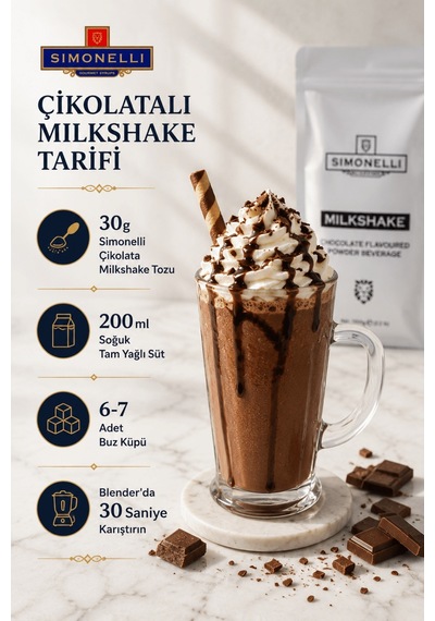 Simonelli Çikolata Aromalı Toz Milkshake Karışımı 1 KG