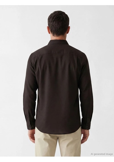 Lc Waikiki Kahverengi Regular Fit Keten Karışımlı Erkek Gömlek