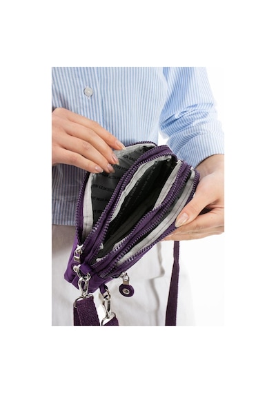 Baginn Klinkır Kumaş Mini Çapraz Askılı Kadın Çanta Yağmur Geçirmez El Askılı Çanta 20 10 Cm Mega Bag Mor