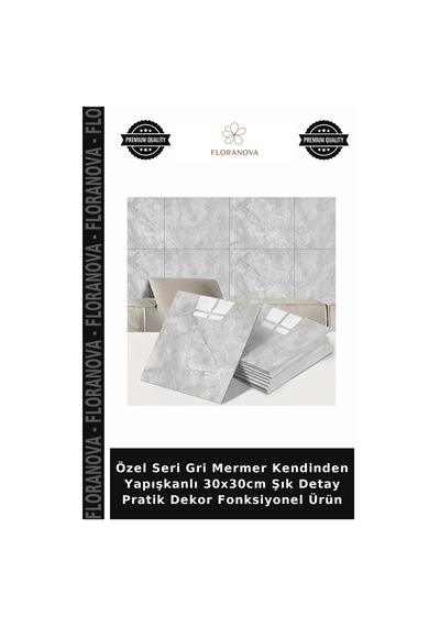 Özel Seri Gri Mermer Kendinden Yapışkanlı 30x30cm Şık Detay Pratik Dekor Fonksiyonel Ürün