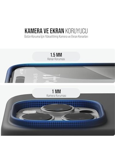 Ayrex Ince Sıvı Silikon 3 Katmanlı Tam Kaplamalı Yumuşak Jel Kauçuk Kılıf Kapak Siyah 16 Diğer