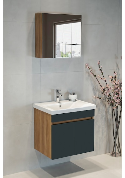 Star Banyo Dolabı Seti 60 Cm Egzotik Meşe & Koyu Gri Aynalı Lavabolu Mdf Egzotik Meşe & Koyu Gri Star Banyo Dolabı Seti 60 Cm Egzotik Meşe & Koyu Gri Aynalı Lavabolu Mdf Egzotik Meşe & Koyu Gri
