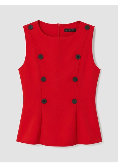 Lcw Comfort Kırmızı Bisiklet Yaka Süs Düğmeli Peplum Bluz