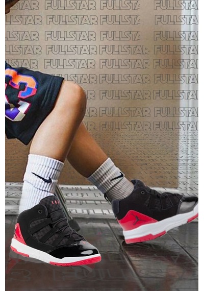 Nike Jordan Max Aura Boys Shoes Leather Hakiki Deri Bilekli Çocuk Spor Ayakkabı Siyah Siyah