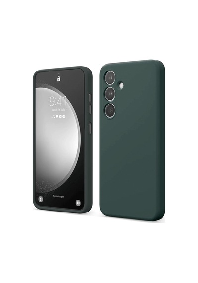 Samsung Galaxy Uyumlu S24 Fe Kılıf Biye Yumuşak Silikon Case Koyu Yeşil
