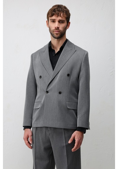 Antioch Relax Fit Kruvaze Erkek Blazer Ceket Gri