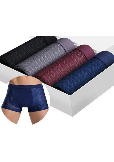 Ece's Desing Buz İpek Erkek Boxer 4 Parça 1001 Gri-bordo-lacivert-siyah