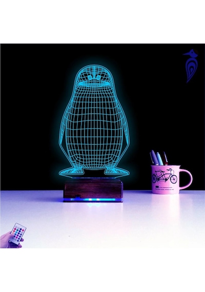 Luvivia Penguen Çocuk Odası Tasarım 3d Lamba - Masa Gece Lambası Şeffaf