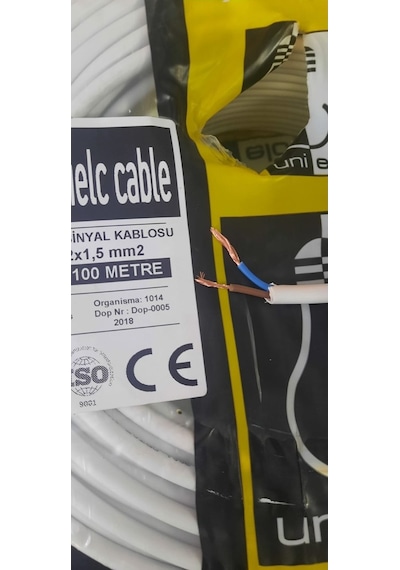100 Metre 2X1.5 Mm Ttr Tam Bakır & Tam Kesit Elektrik Kablosu