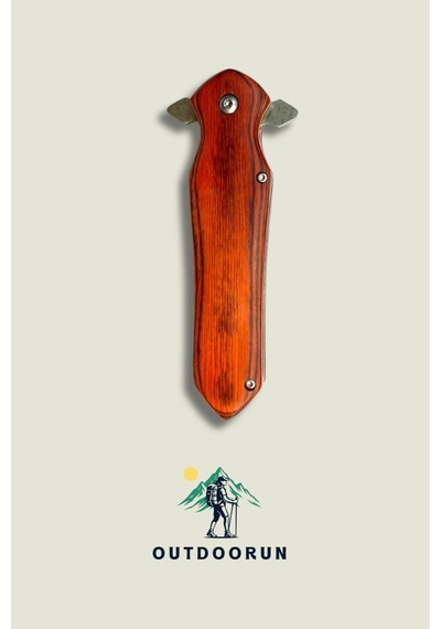 Outdoorun İki Ağızlı Ahşap Sapılı Outdoor Kamp Çakı - 21 Cm Kahverengi