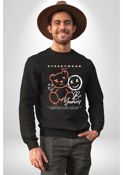 Yükseliş İçin Kendin Ol Unisex Siyah Sweatshirt Siyah
