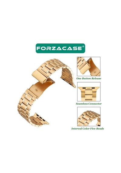 Forzacase Apple Uyumlu  Watch 10 Series 46mm İle Metal Bakla Kordon Kayış - Fc179 Gümüş