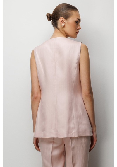 Ekol Kadın Torba Cepli Sıfır Yaka Yelek 1022 Pembe Pembe