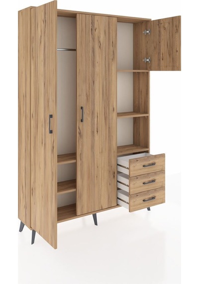 Arges Dolap 5 Raflı 3 Çekmeceli Tek Askılı 132x30x195 Çam-çam/çam Atlas Çam/atlas Çam Arges Dolap 5 Raflı 3 Çekmeceli Tek Askılı 132x30x195 Çam-çam/çam Atlas Çam/atlas Çam