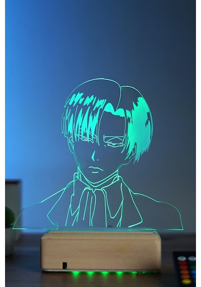 Attack On Titan Levi Ackerman 16 Renk Anime Gece Lambası