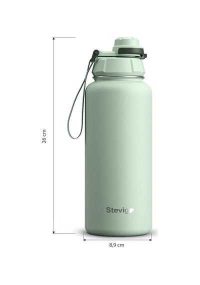 Stevig 1 Hand Leak-proof Sızdırmaz Çelik Termos 1000 Ml Smoke Green St-218 Diğer