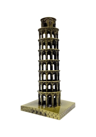 Vintage Metal İtalya Pisa Kulesi Biblo Antik Bronz 16 Cm