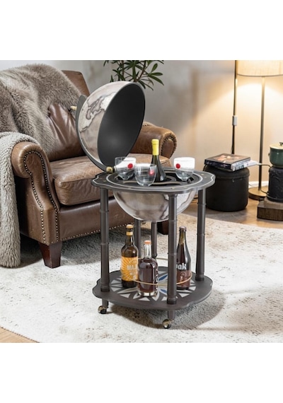 Z910noır Dekoratif Dünya Bar Zoffoli Büyük Boy Küre Bar Dolabı 95 Cm .