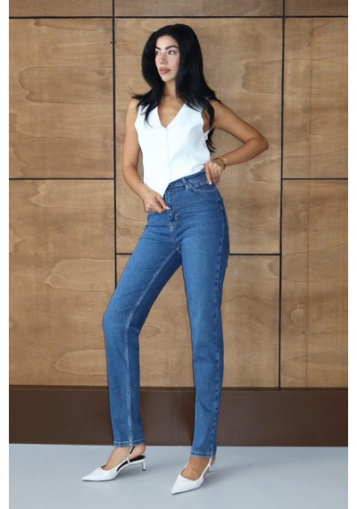 Lacarino7527 Kadın Mom Jean Pantolon Blue