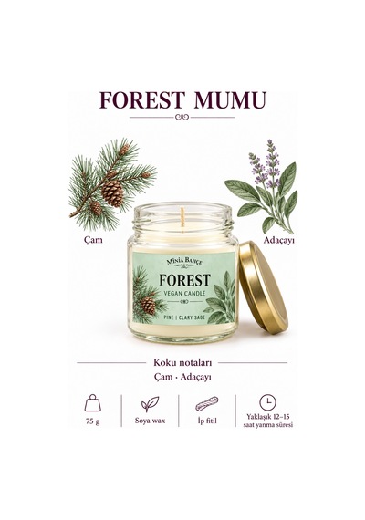 Minia Bahçe Çam & Ada Çayı Soya Wax Mumu 75 Gr Beyaz