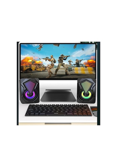 Rgb Işıklı Gaming Pc Bilgisayar Hoparlörü 1 + 1 Speaker X2