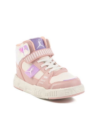 Pudra Cırtlı Bilek Boy Kız Çocuk Sneaker King Uzun F Pudra