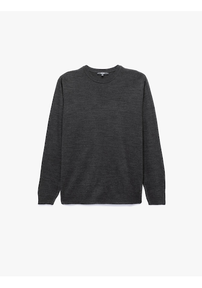 Koton Uzun Kollu Bisiklet Yaka Basic Triko Kazak Antrasit 7wam70041ht